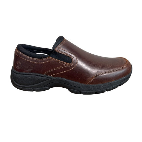 NEW Lands End All Weather Slip On Loafer Moc Shoes Womens 8.5B Brown Leather - Picture 1 of 7